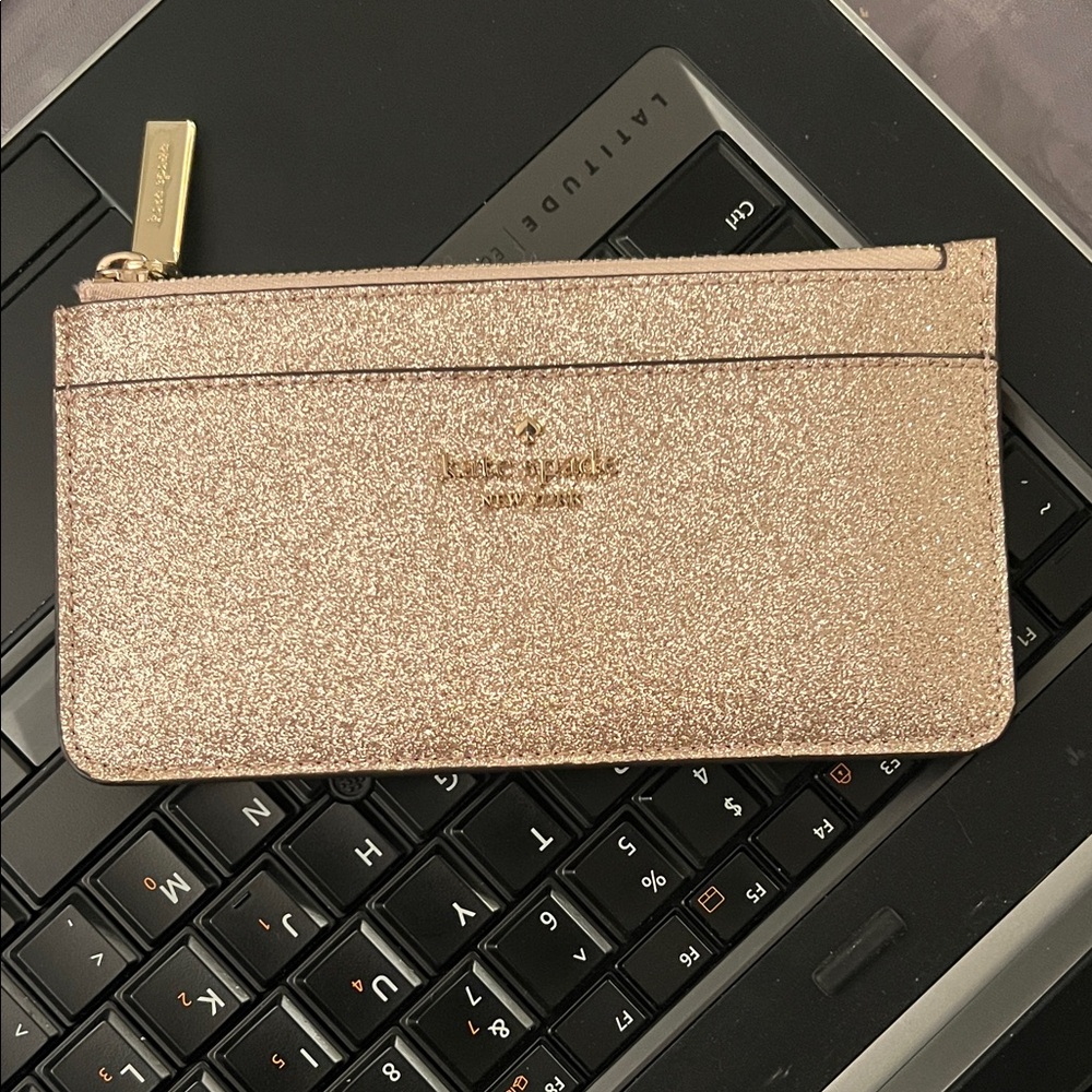 Kate Spade Gold Glitter Slim Wallet NWT